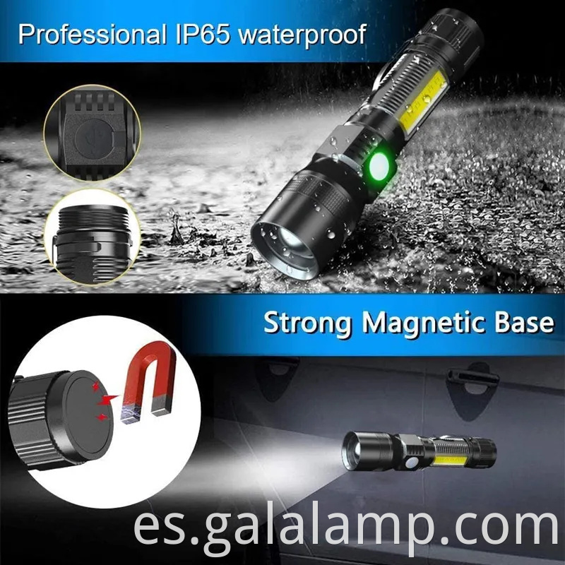 Linterna LED versátil con reflector de mazorca y luz UV